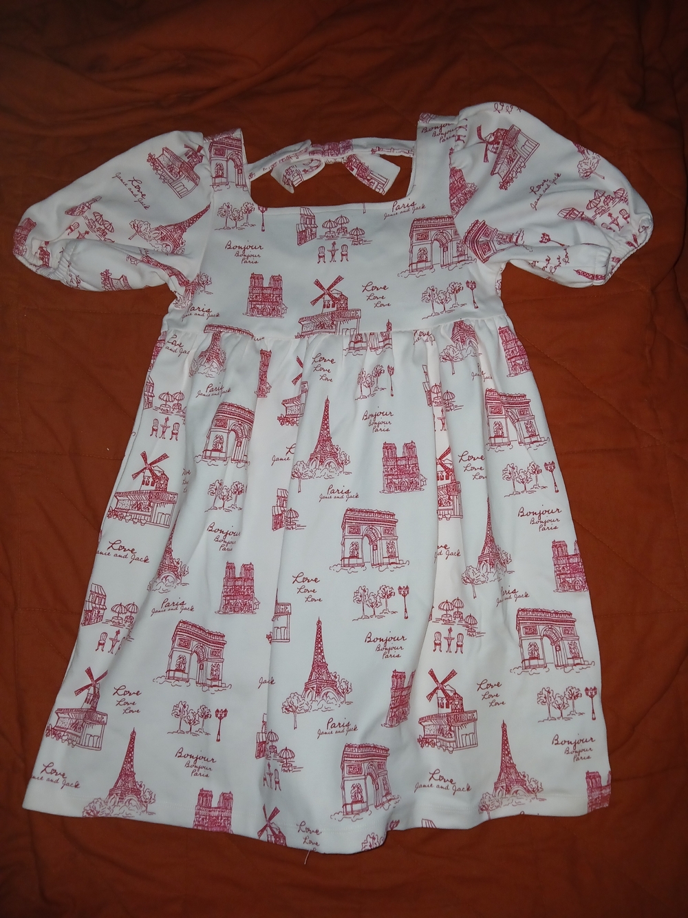 Janie and Jack White Nightgown with Pink Paris Print